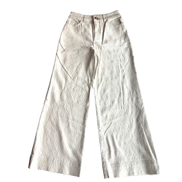 NWT Pilcro The sailor High Waist Cropped Pant Ivory Textured Cotton Blend 27 4 - Picture 1 of 9